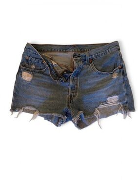 Levi’s 501 Light Blue Distressed Denim Cutoff Shorts